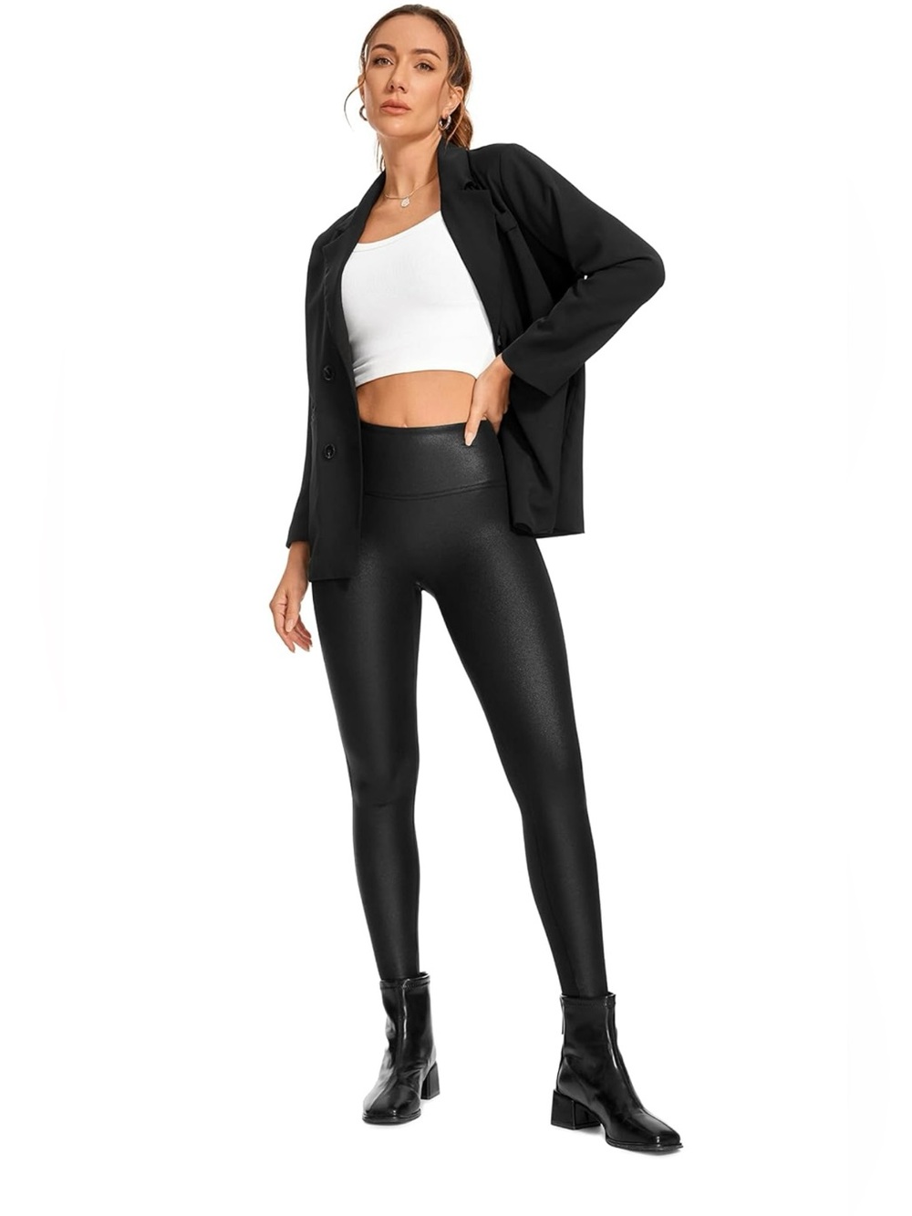 High-Rise Black Faux Leather Leggings - Sleek Everyday Look